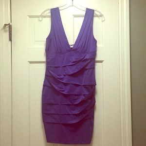 Purple V Neck fitted Mini Dress